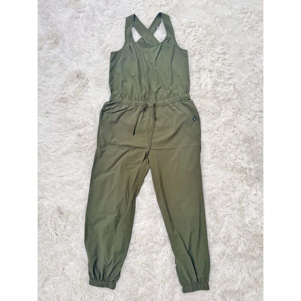 Flylow Tucker Jumpsuit Olive Green Sleeveless Jogger Fit Size M